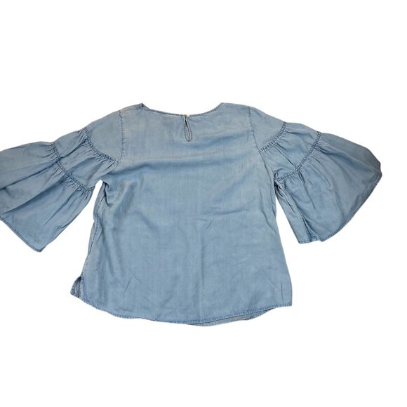 J. Jill Women's Light Blue Bell Sleeve Blouse Size M Flowy Lightweight Top With - Picture 2 of 10